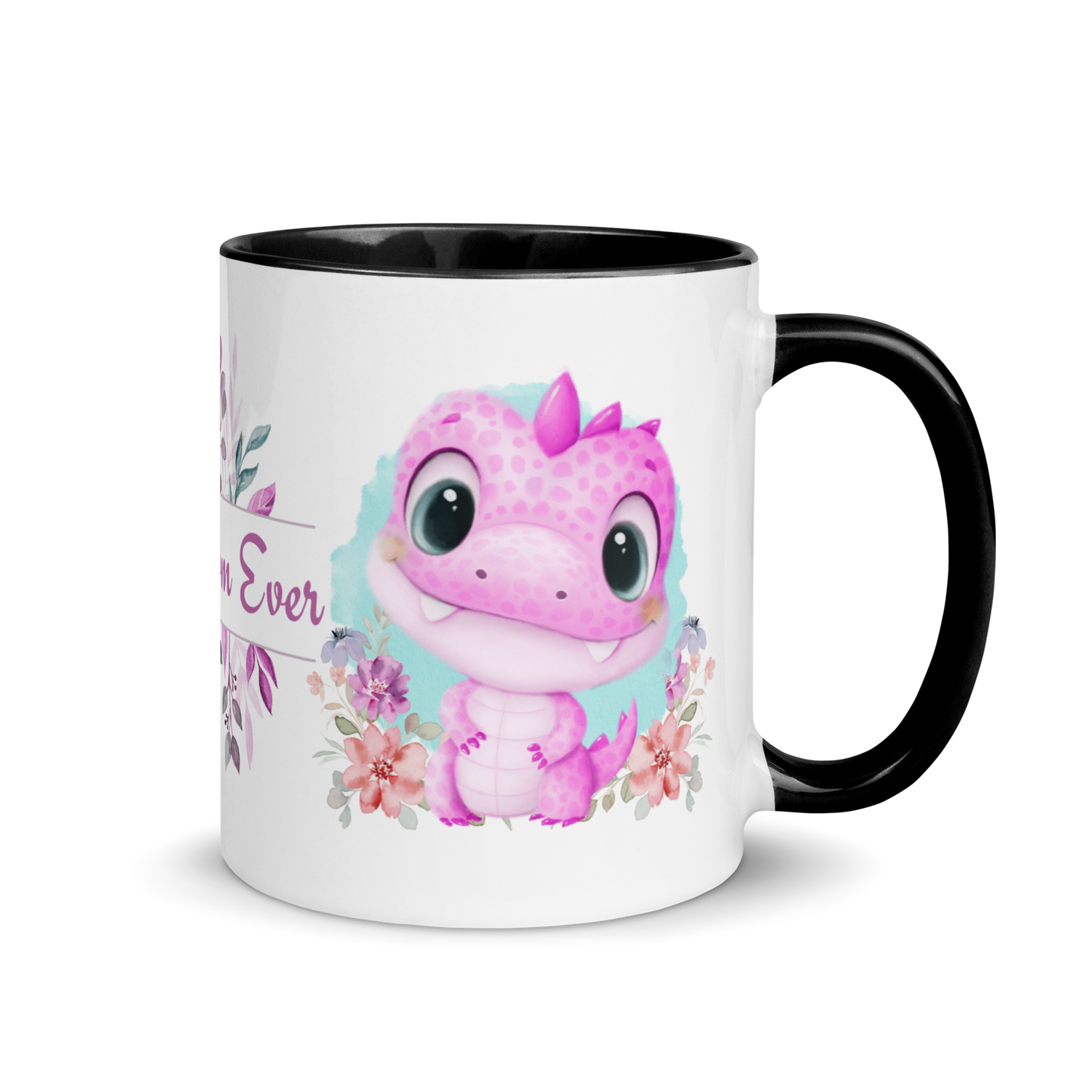 Accent Coffee Mug 11oz | Cute Pink Dinosaur Floral Best Mom Ever