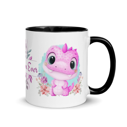 Accent Coffee Mug 11oz | Cute Pink Dinosaur Floral Best Mom Ever