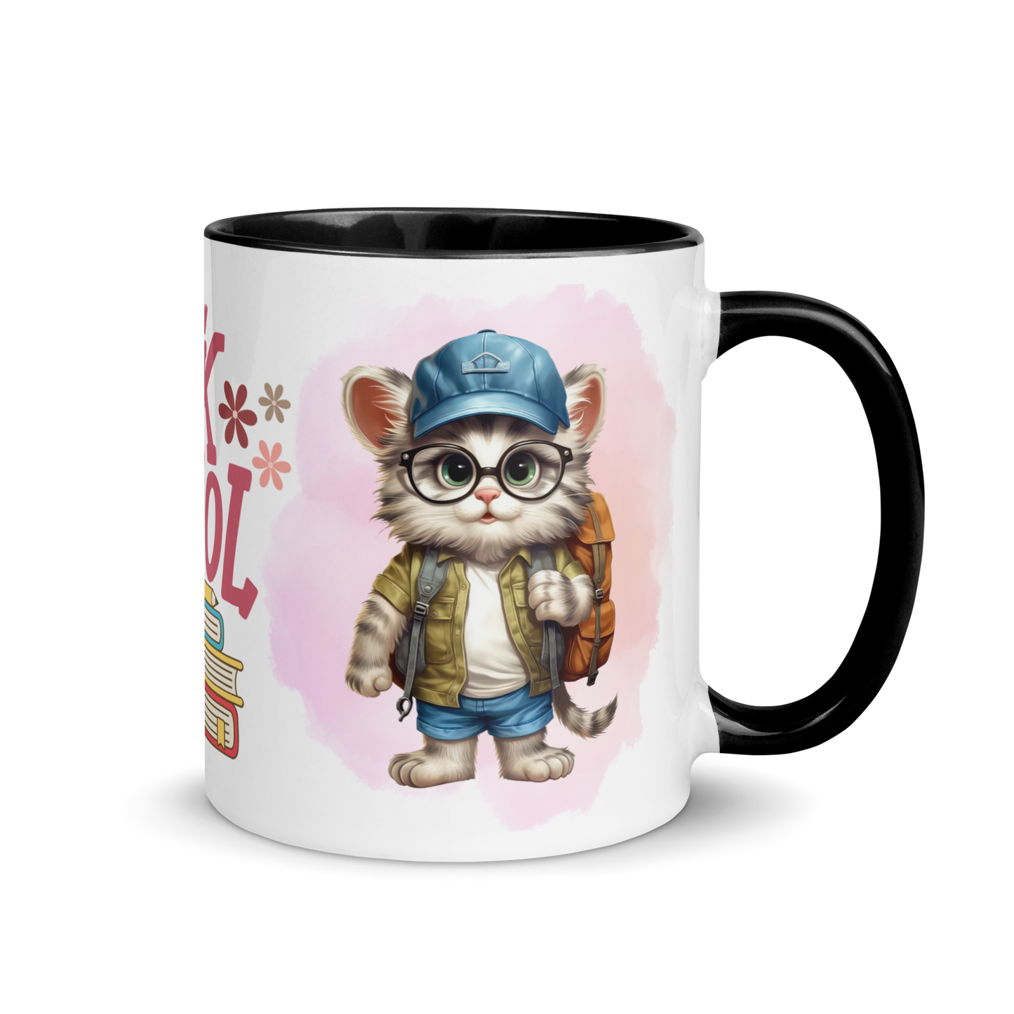 Accent Coffee Mug 11oz | Back To School Adorable Cat Wearing Backpack