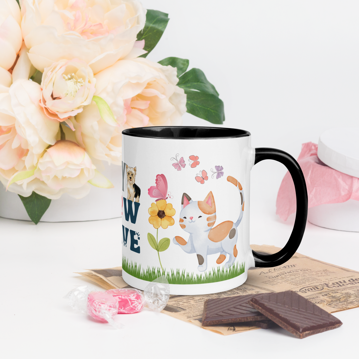 Accent Coffee Mug 11oz | Stay Pawsitive | Cat Dog Themed