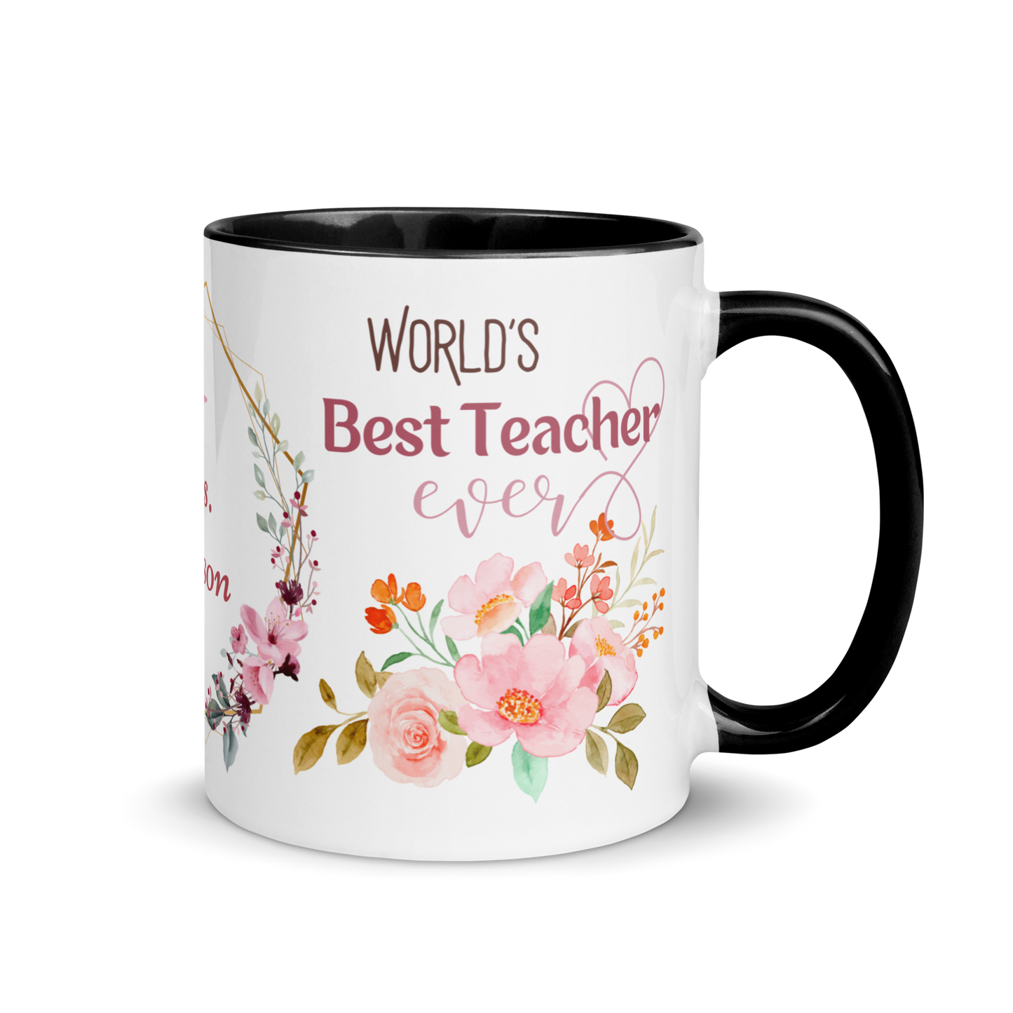 Personalized Coffee Mug 11oz | World's Best Teacher Ever Floral Themed