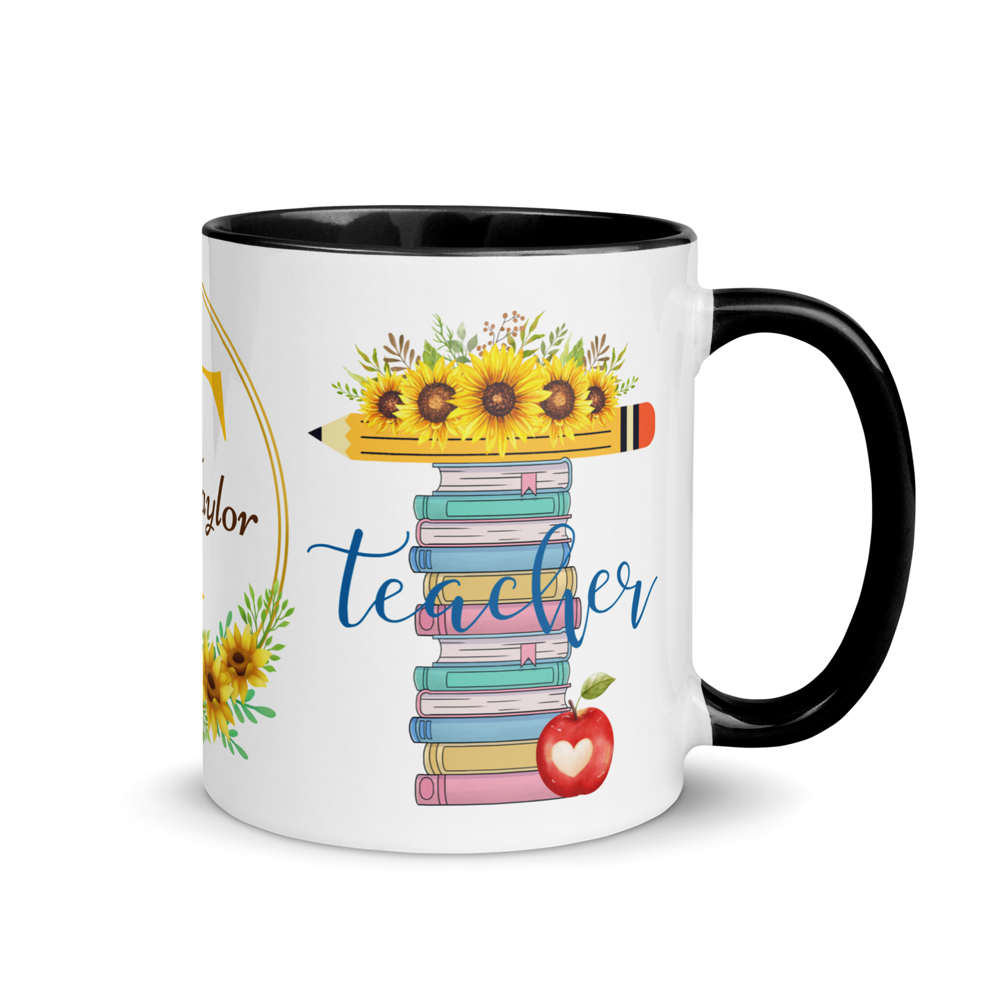 Personalized Coffee Mug 11oz | T is for Teacher Floral Themed