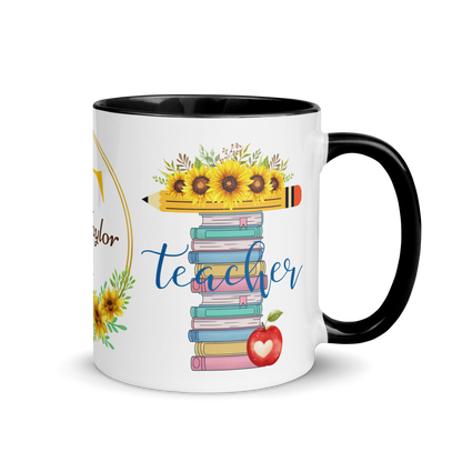 Personalized Coffee Mug 11oz | T is for Teacher Floral Themed