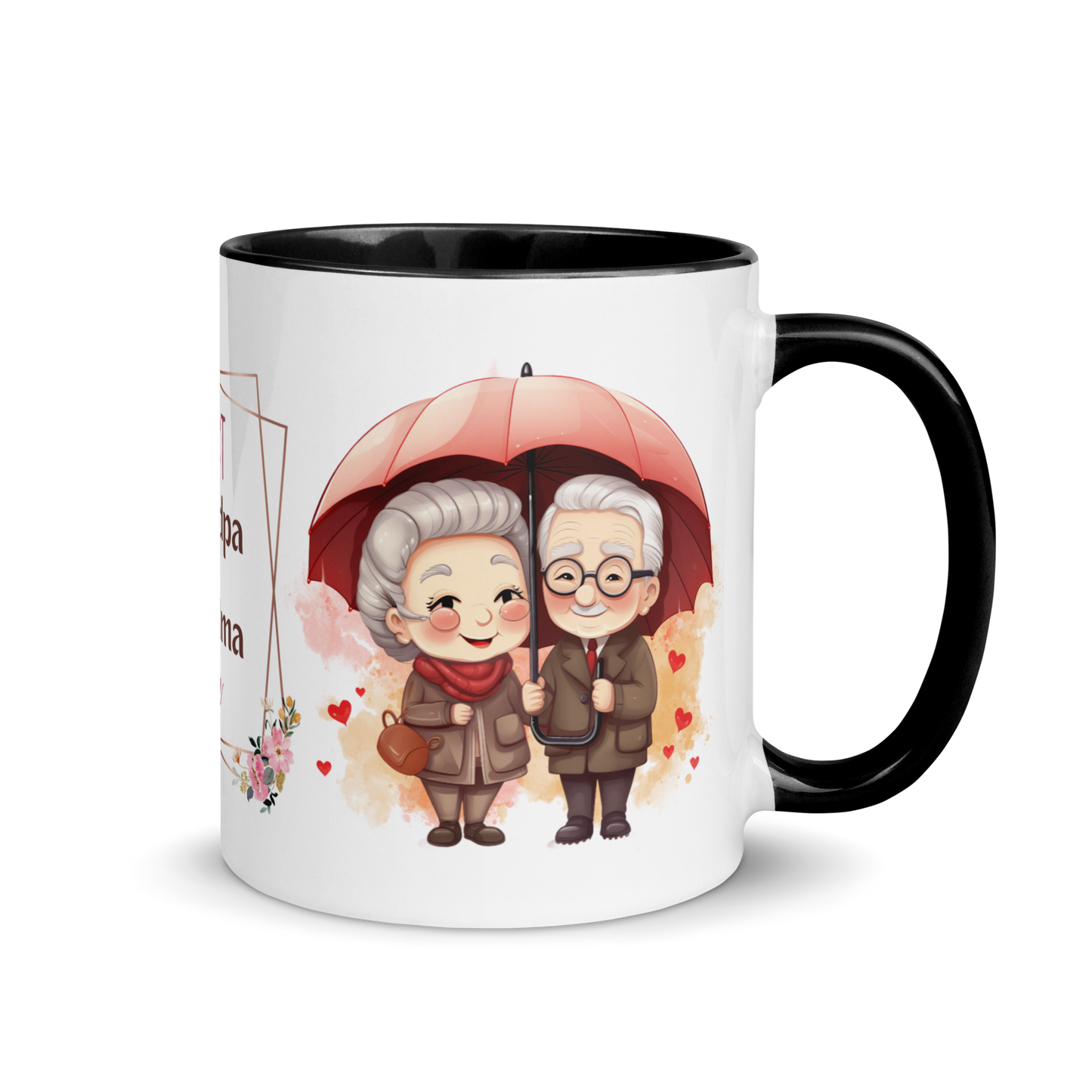 Accent Coffee Mug 11oz | Best Grandpa and Grandma Ever Holding an Umbrella