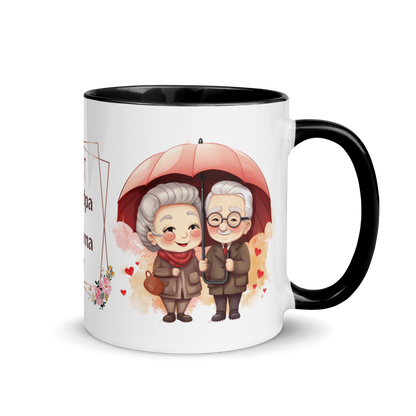 Accent Coffee Mug 11oz | Best Grandpa and Grandma Ever Holding an Umbrella