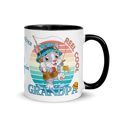 Personalized Coffee Mug 11oz | Reel Cool Grandpa Best Grandpa Ever Cat Themed