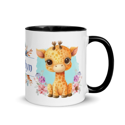 Add Your Name Coffee Mug 11oz | Cute Giraffe Floral Themed