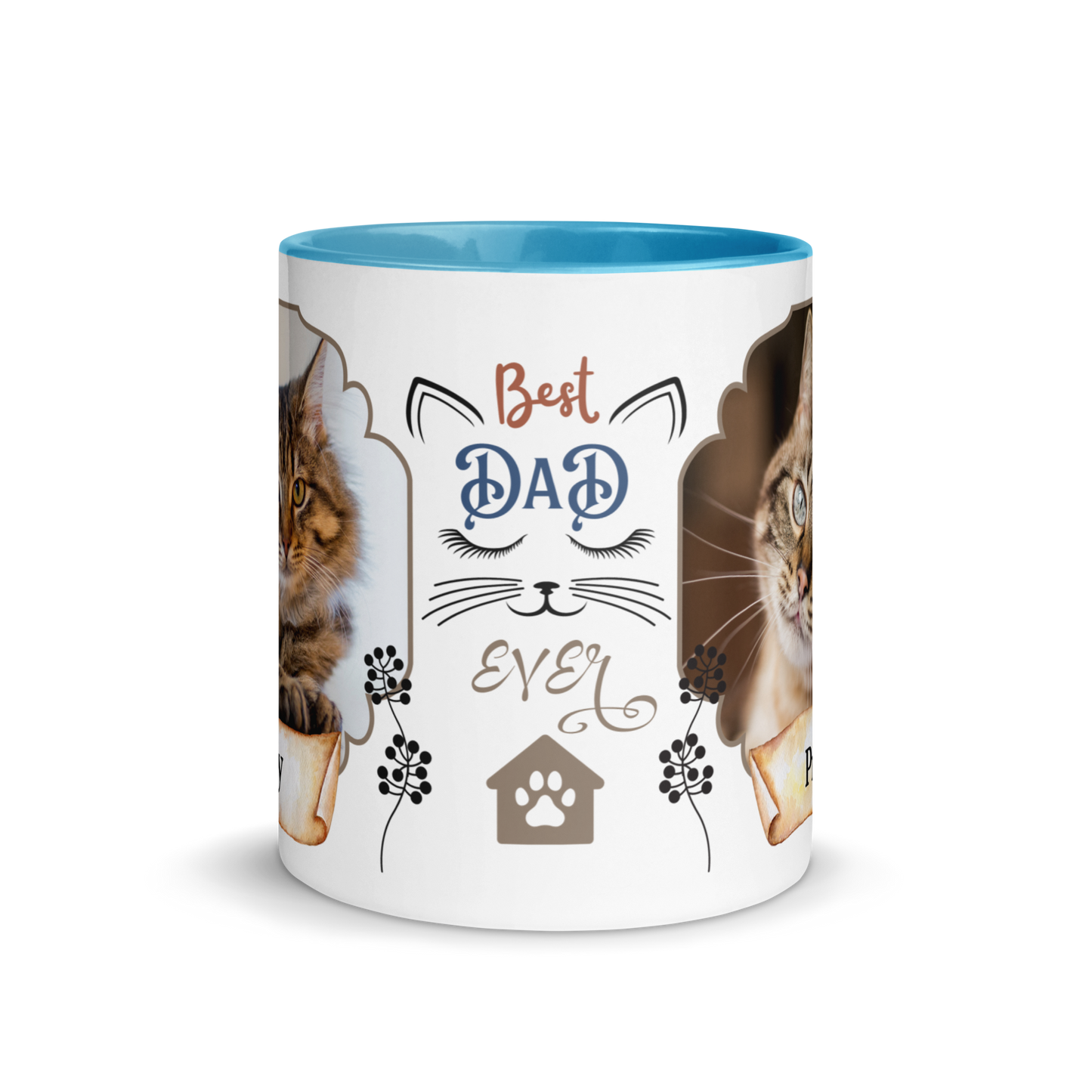 Personalized Coffee Mug 11oz | Add 2 Photos and Names, Best Cat Dad Ever