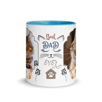 Personalized Coffee Mug 11oz | Add 2 Photos and Names, Best Cat Dad Ever