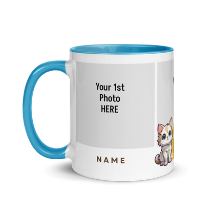 Personalized Coffee Mug 11oz | Add 3 Photos and 2 Name (Cat Themed)