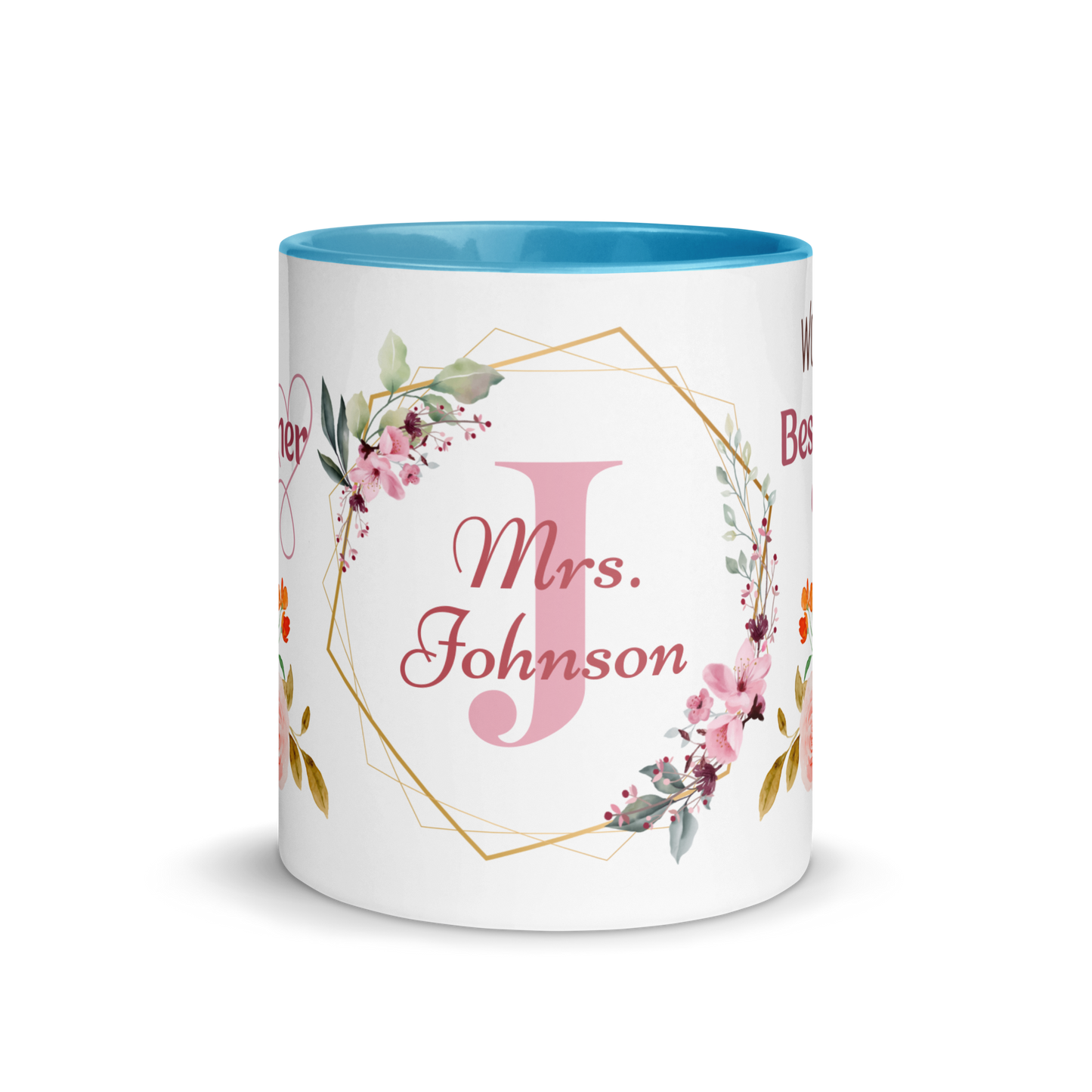 Personalized Coffee Mug 11oz | World's Best Teacher Ever Floral Themed