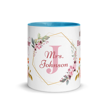 Personalized Coffee Mug 11oz | World's Best Teacher Ever Floral Themed
