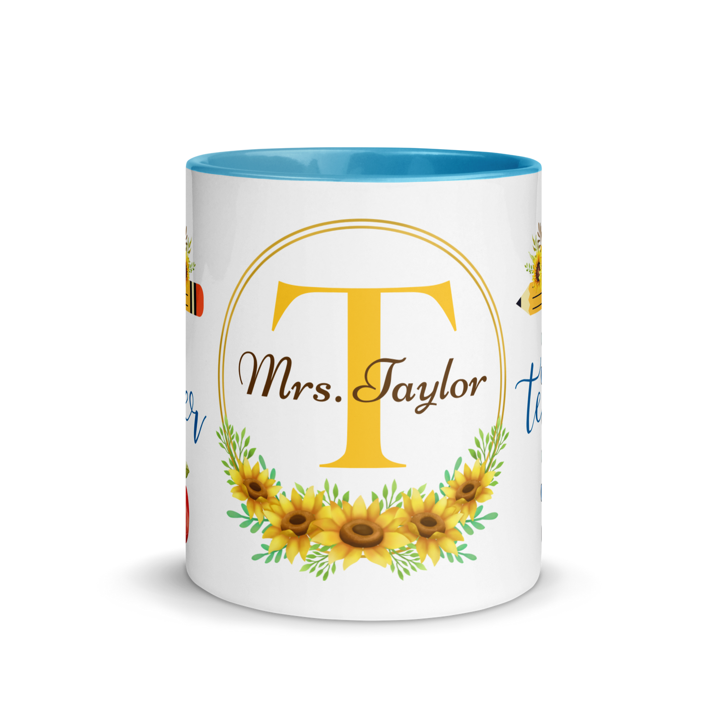 Personalized Coffee Mug 11oz | T is for Teacher Floral Themed