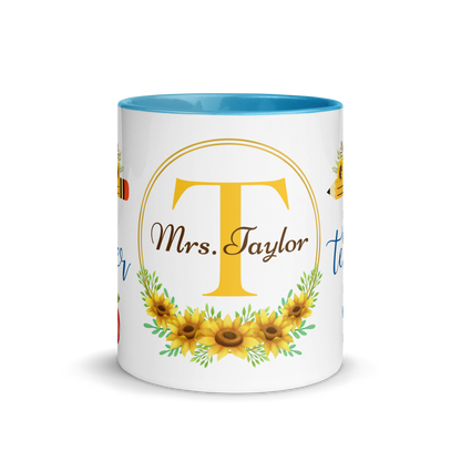 Personalized Coffee Mug 11oz | T is for Teacher Floral Themed