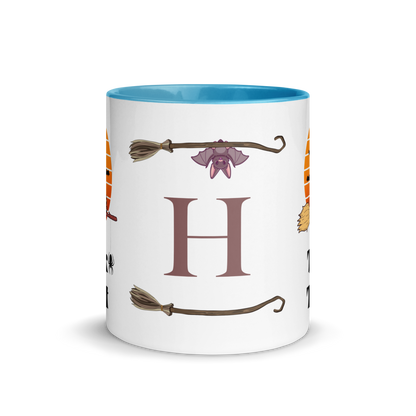 Personalized Monogram Coffee Mug 11oz | Trick or Treat Black Cat With Green Hat
