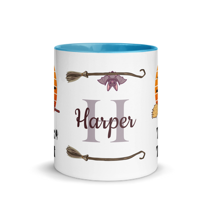 Personalized Coffee Mug 11oz | Trick or Treat Black Cat With Green Hat