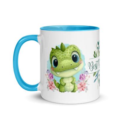 Accent Coffee Mug 11oz | Cute Green Dinosaur Floral Best Dad Ever