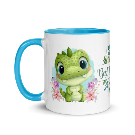 Accent Coffee Mug 11oz | Cute Green Dinosaur Floral Best Dad Ever