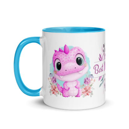 Accent Coffee Mug 11oz | Cute Pink Dinosaur Floral Best Mom Ever