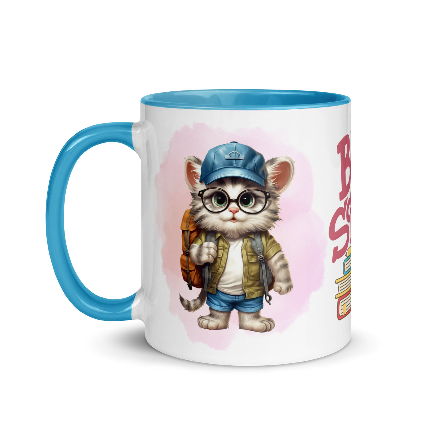 Accent Coffee Mug 11oz | Back To School Adorable Cat Wearing Backpack