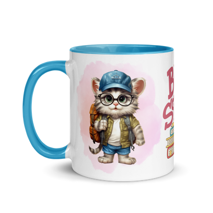 Accent Coffee Mug 11oz | Back To School Adorable Cat Wearing Backpack