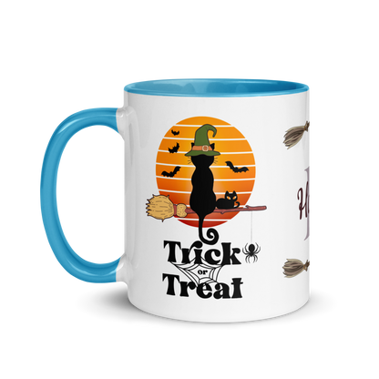 Personalized Coffee Mug 11oz | Trick or Treat Black Cat With Green Hat