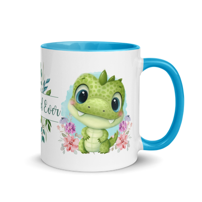 Accent Coffee Mug 11oz | Cute Green Dinosaur Floral Best Dad Ever