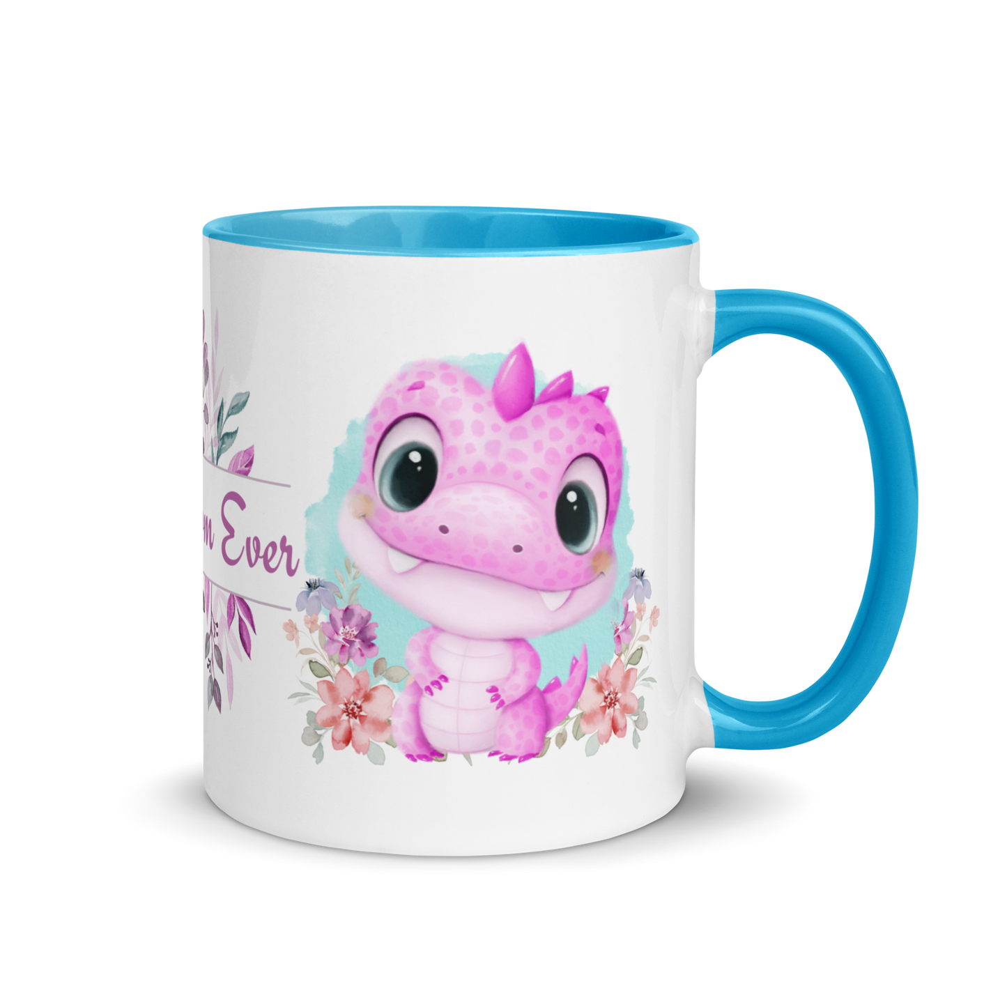 Accent Coffee Mug 11oz | Cute Pink Dinosaur Floral Best Mom Ever