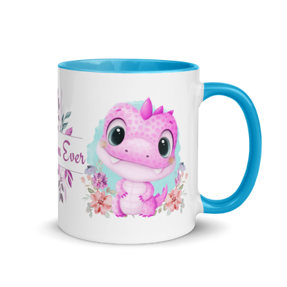 Accent Coffee Mug 11oz | Cute Pink Dinosaur Floral Best Mom Ever