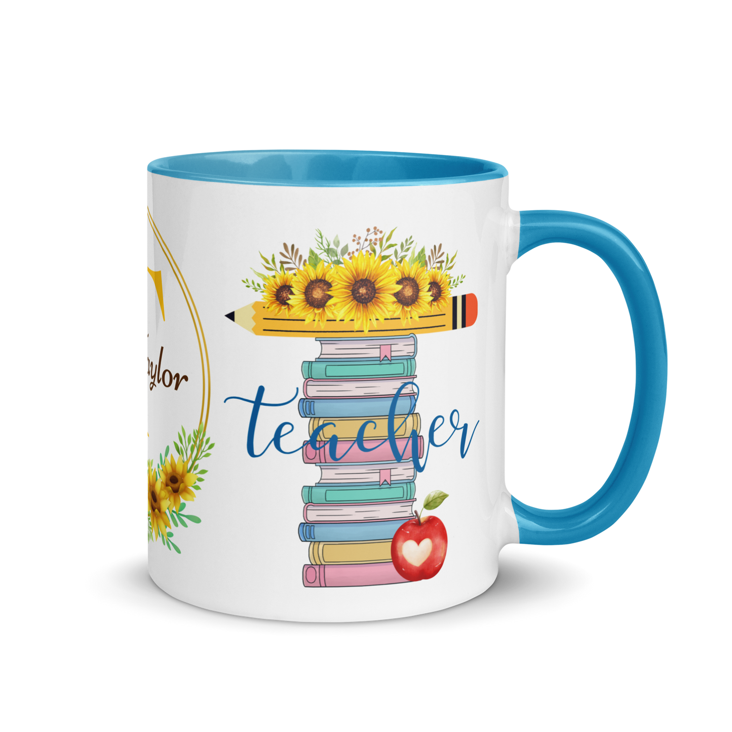 Personalized Coffee Mug 11oz | T is for Teacher Floral Themed