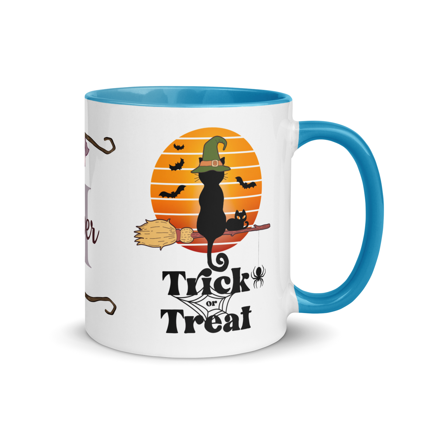 Personalized Coffee Mug 11oz | Trick or Treat Black Cat With Green Hat