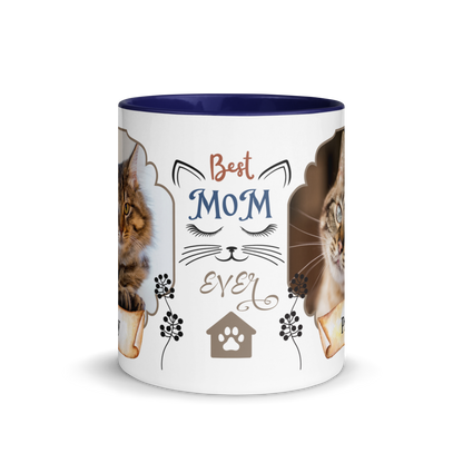 Personalized Coffee Mug 11oz | Add 2 Photos and Names, Best Cat Mom Ever