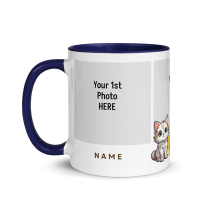Personalized Coffee Mug 11oz | Add 3 Photos and 2 Name (Cat Themed)