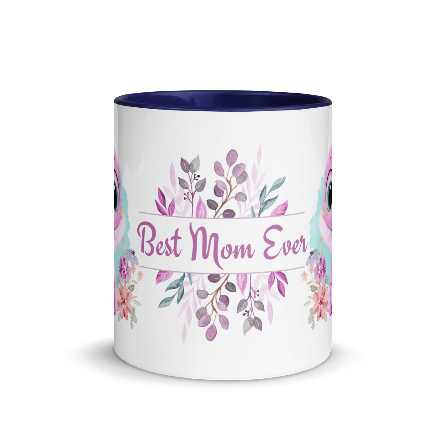 Accent Coffee Mug 11oz | Cute Pink Dinosaur Floral Best Mom Ever