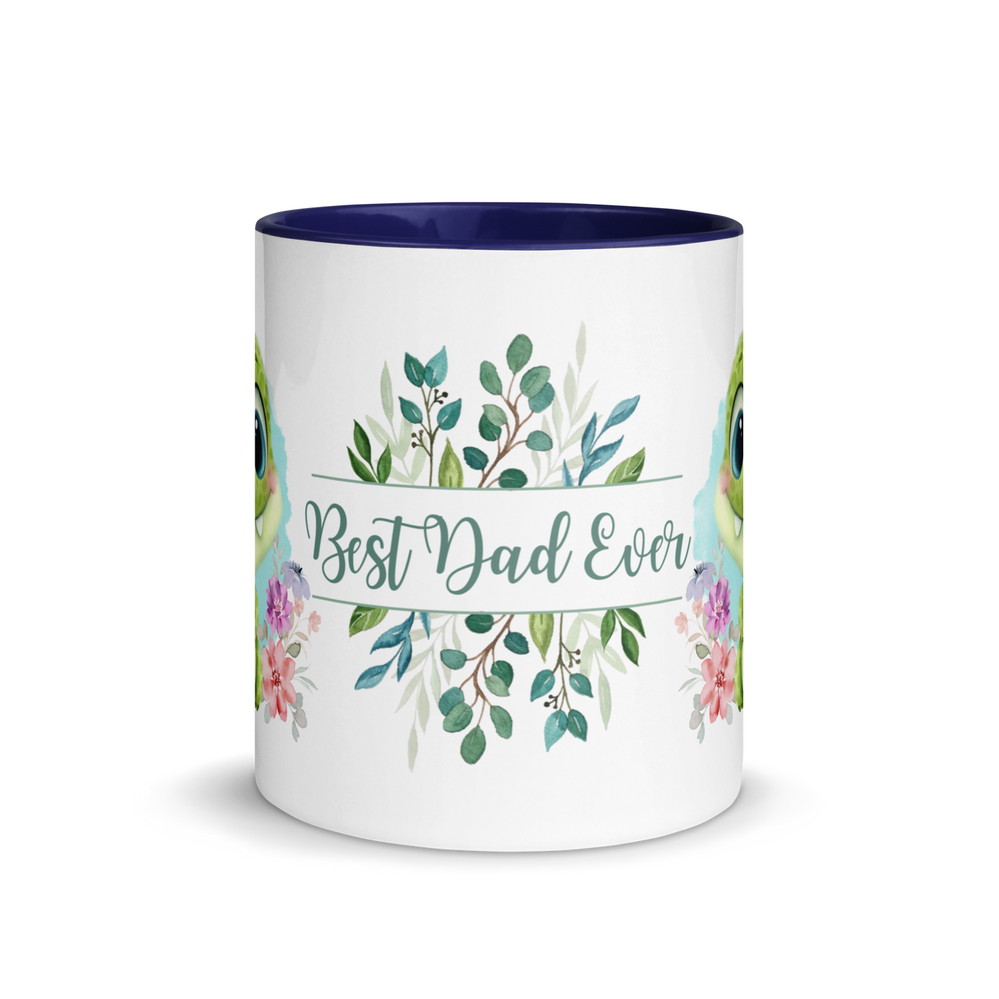 Accent Coffee Mug 11oz | Cute Green Dinosaur Floral Best Dad Ever