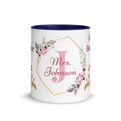 Personalized Coffee Mug 11oz | World's Best Teacher Ever Floral Themed