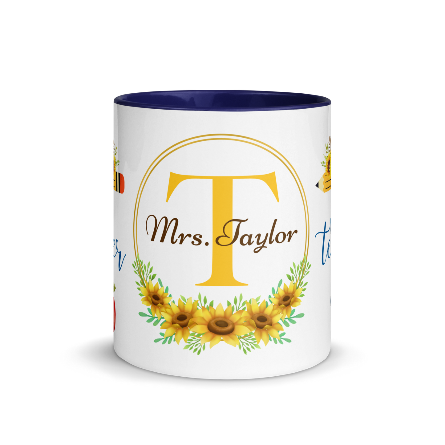 Personalized Coffee Mug 11oz | T is for Teacher Floral Themed