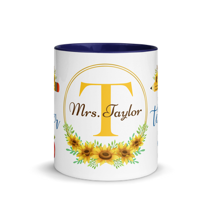 Personalized Coffee Mug 11oz | T is for Teacher Floral Themed