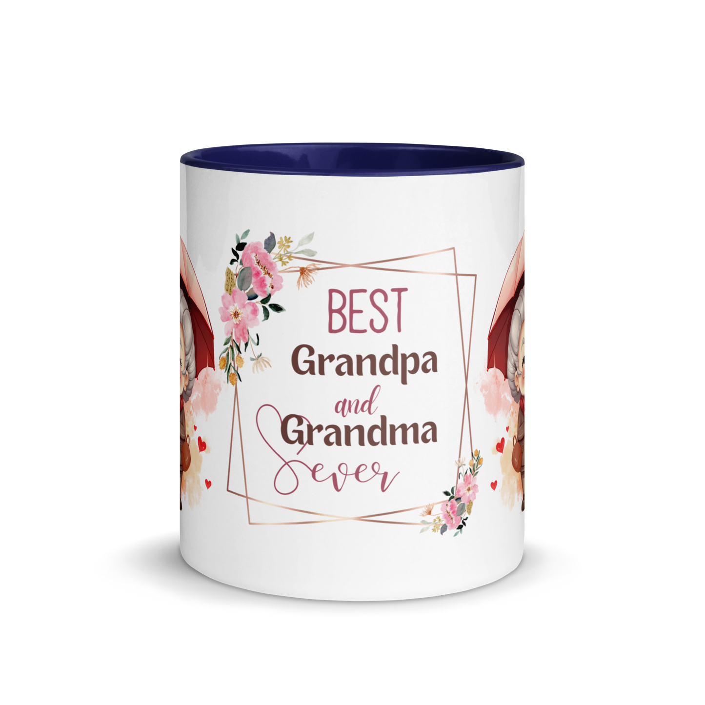 Accent Coffee Mug 11oz | Best Grandpa and Grandma Ever Holding an Umbrella