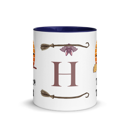 Personalized Monogram Coffee Mug 11oz | Trick or Treat Black Cat With Green Hat