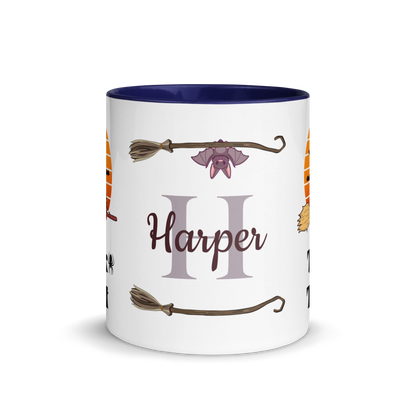 Personalized Coffee Mug 11oz | Trick or Treat Black Cat With Green Hat