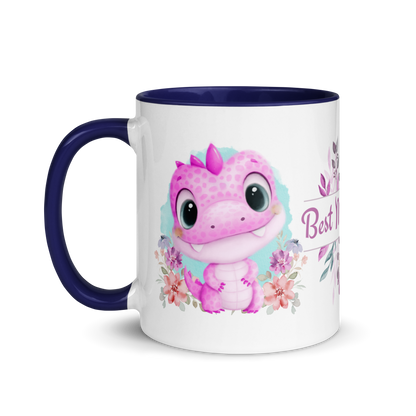 Accent Coffee Mug 11oz | Cute Pink Dinosaur Floral Best Mom Ever