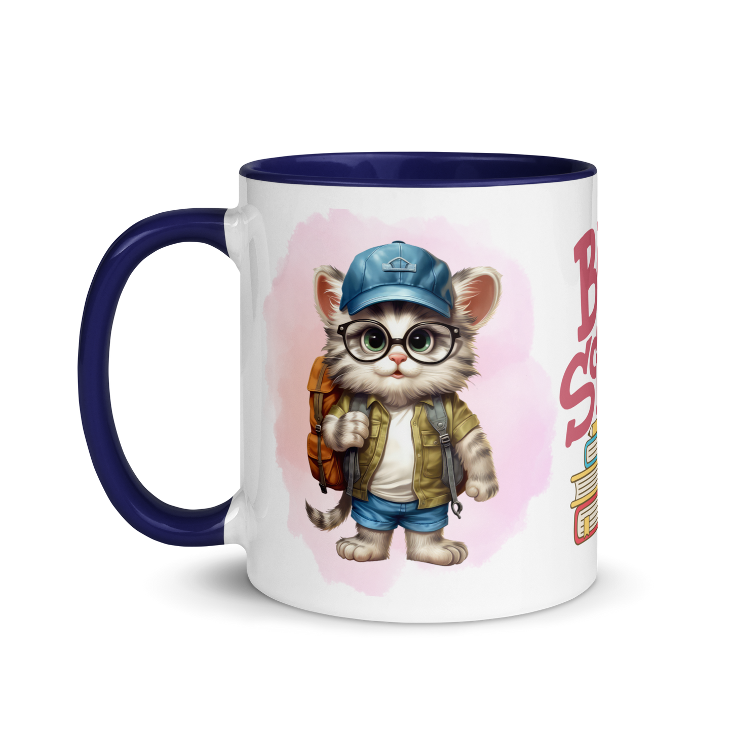 Accent Coffee Mug 11oz | Back To School Adorable Cat Wearing Backpack