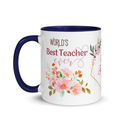 Personalized Coffee Mug 11oz | World's Best Teacher Ever Floral Themed