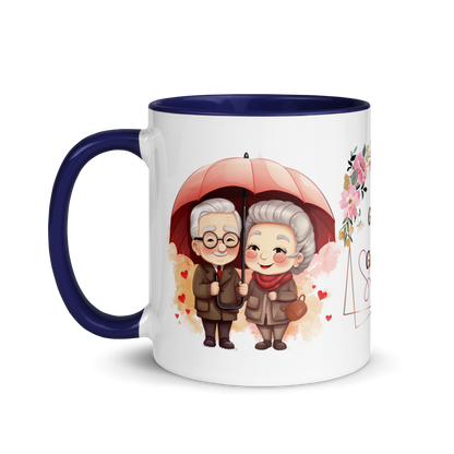 Accent Coffee Mug 11oz | Best Grandpa and Grandma Ever Holding an Umbrella