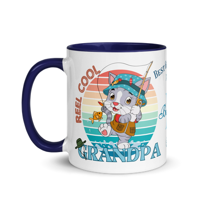 Personalized Coffee Mug 11oz | Reel Cool Grandpa Best Grandpa Ever Cat Themed