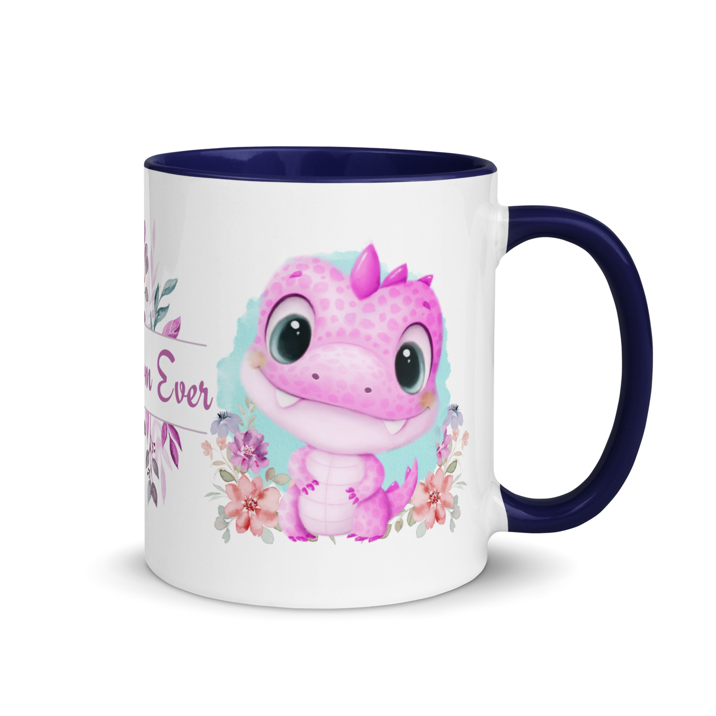 Accent Coffee Mug 11oz | Cute Pink Dinosaur Floral Best Mom Ever