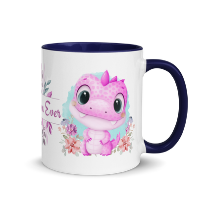 Accent Coffee Mug 11oz | Cute Pink Dinosaur Floral Best Mom Ever