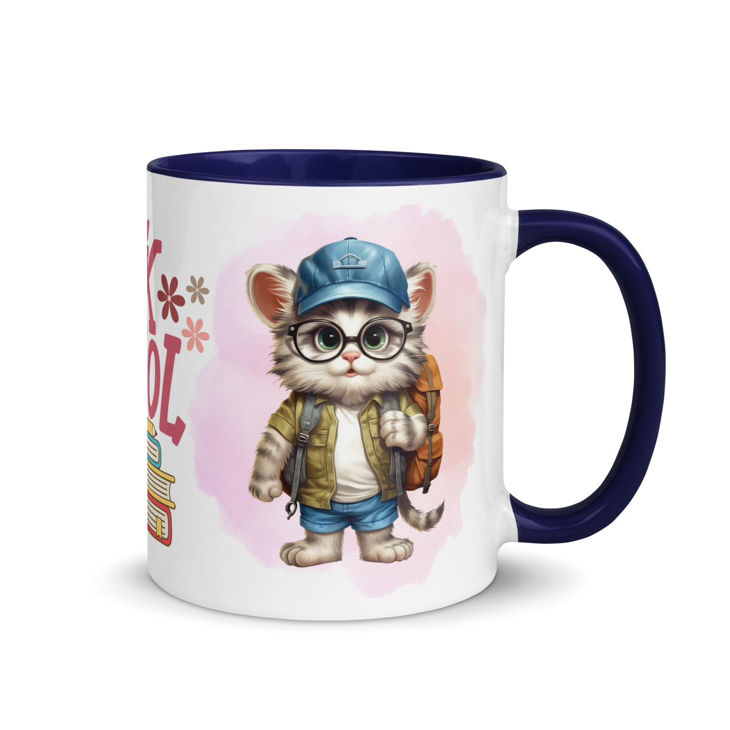 Accent Coffee Mug 11oz | Back To School Adorable Cat Wearing Backpack