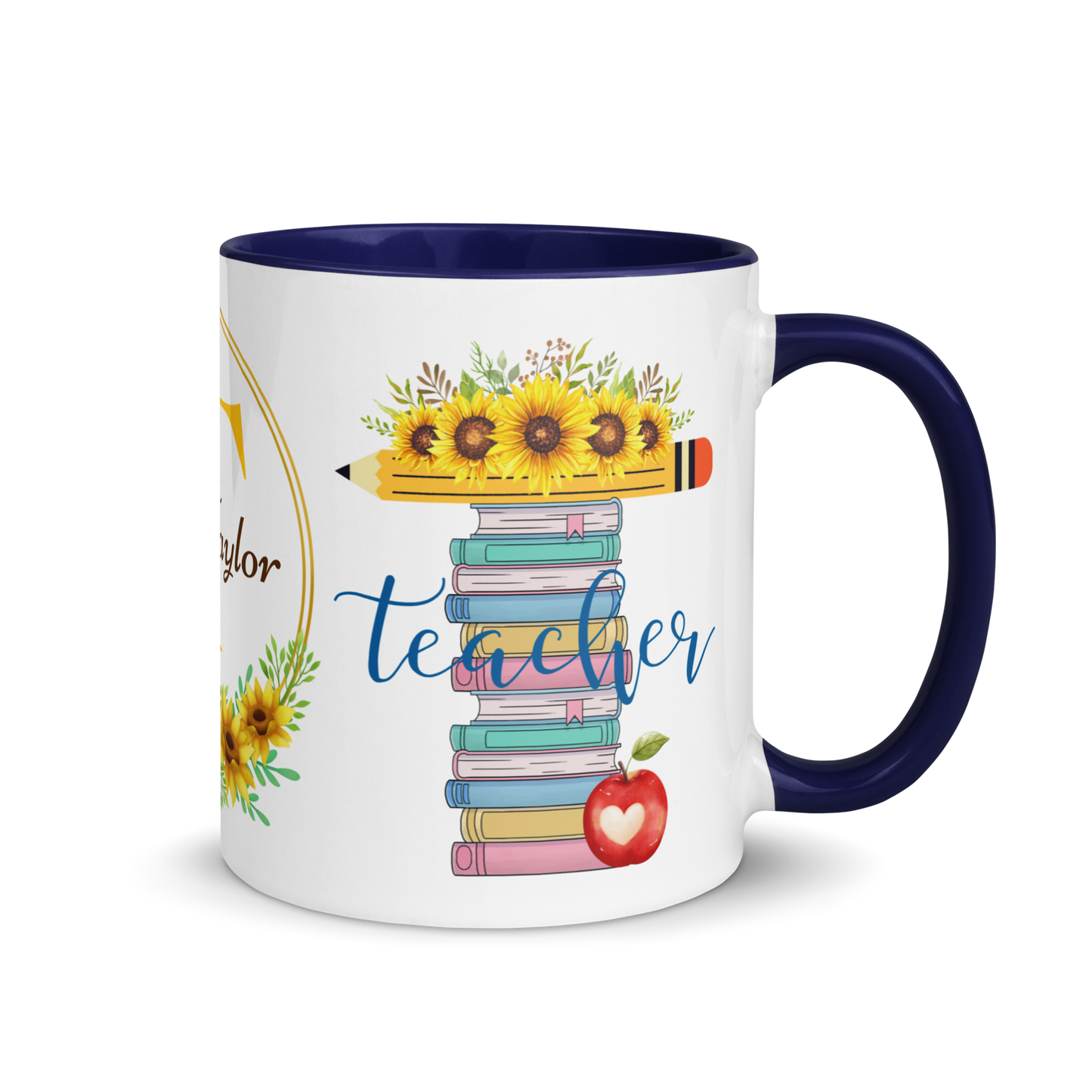 Personalized Coffee Mug 11oz | T is for Teacher Floral Themed